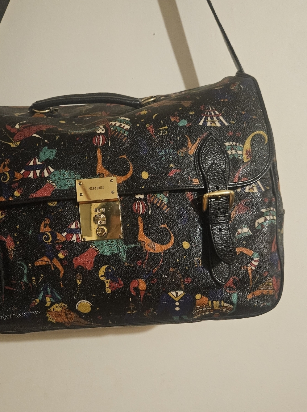 Piero Guidi Magic Circus Multicolor Crossbody Briefcase Bag Italy 18x11x8 - Picture 3 of 16